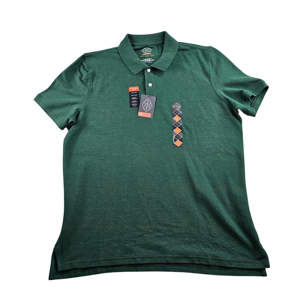 NWT St John's Bay Men's Polo T-Shirt Size Large Classic Fit‎ Green Performance